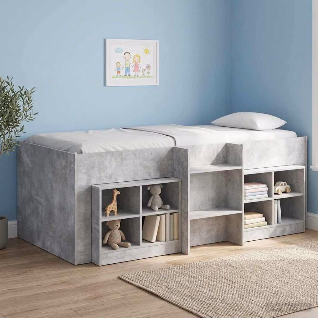 Letto alto singolo per bambini vidaXL in legno ingegnerizzato grigio, L 80 cm x P 200 cm x H 193 cm