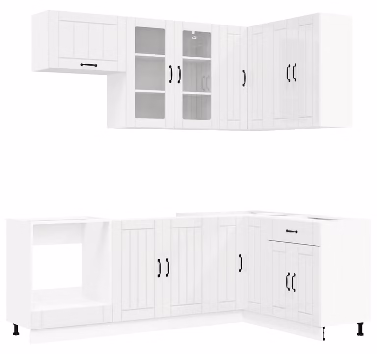 Set di accessori per cucina LUCCA, 8 pezzi, bianco lucido