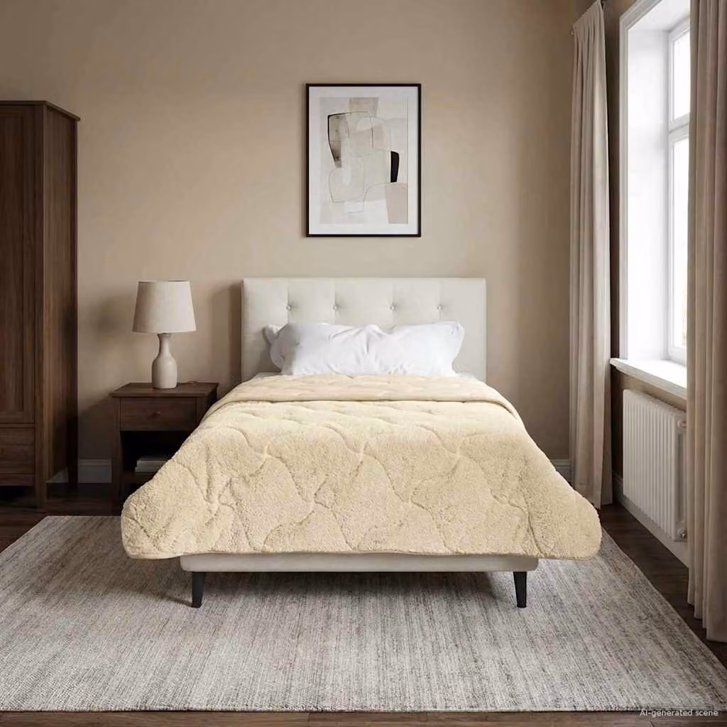 Piumino estivo traspirante e reversibile vidaXL in microfibra, beige, L 135 cm x P 200 cm