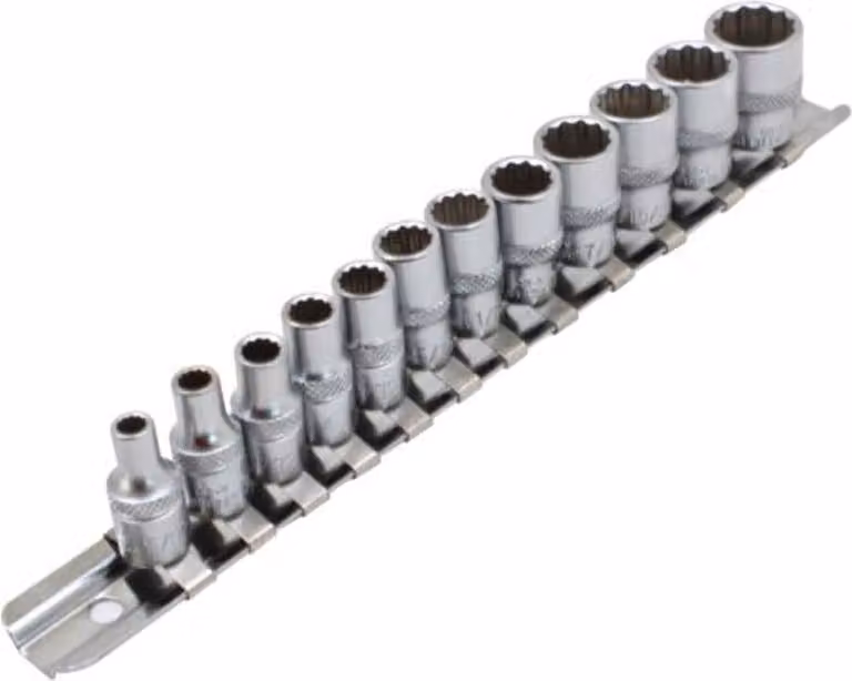 Set-kit bussole bi-esagonali 1/4", 12 pezzi