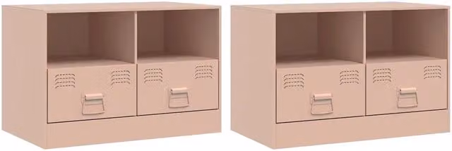 Set di 2 mobili porta TV moderni in metallo rosa opaco L: 67 cm, P: 39 cm, H: 44 cm