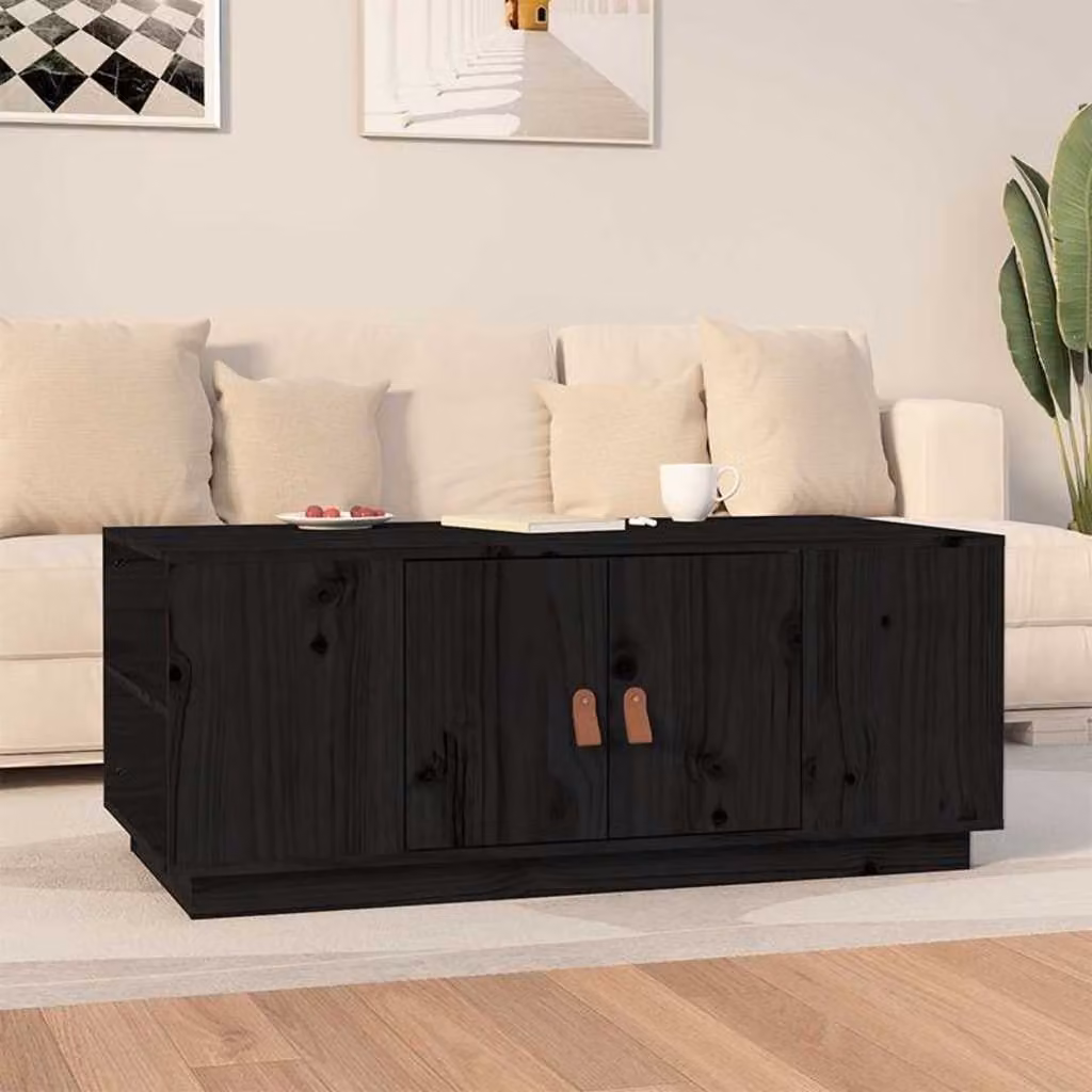 vidaXL Tavolino da Salotto Moderno in Legno di Pino Nero L: 100 cm, P: 50 cm, H: 41 cm
