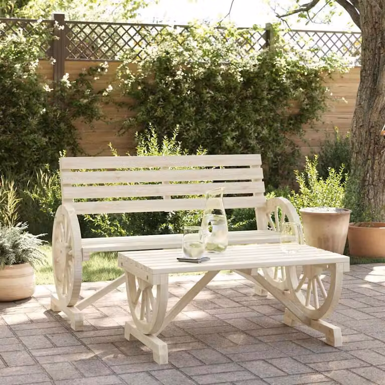 Set Salotto da Giardino vidaXL in Legno di Abete con Divano a 2 Posti e Tavolino da Caffè, Stile Rustico