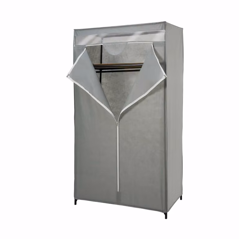 Armadio salvaspazio VESTIAMO CASA grigio con appendiabiti e ripiani in metallo H 160 x L 90 x P 50 cm