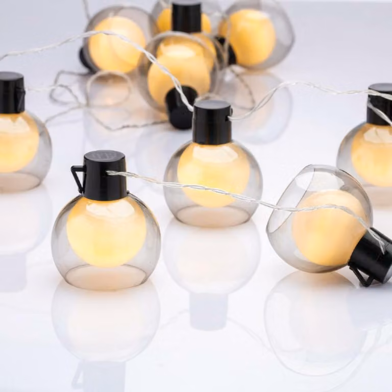 ACA Luci natalizie a LED con catena luminosa solare e palline, 11 LED, bianco caldo, IP20, 2,3 m + 50 cm, X09101320