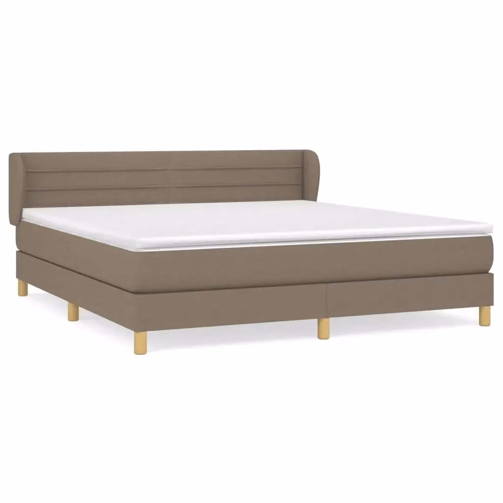Letto Ibrido vidaXL con Giroletto a Molle e Materasso in Tessuto Beige e Bianco L/P: 180 x 200 cm – 2