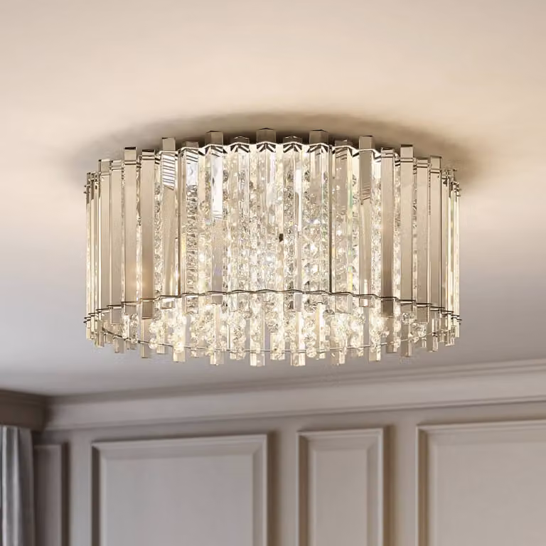 Plafoniera in cristallo Limana Lucande, dimmerabile, Cromo / Argento, Soggiorno / Sala da pranzo, Metallo, Design, Plafoniera