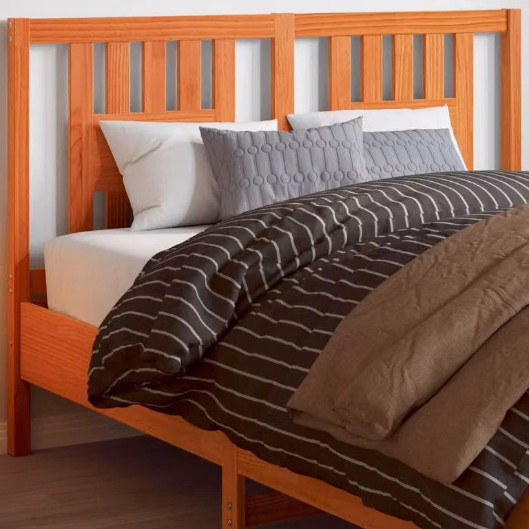 Testiera per letto vidaXL in legno massello di pino, finitura cera marrone stile rustico, L: 140 cm