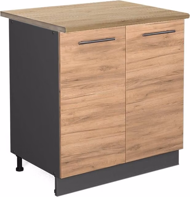 Mobiletto base cucina Fame-Line Rovere dorato/Antracite 80 cm piano di lavoro Rovere dorato Vicco