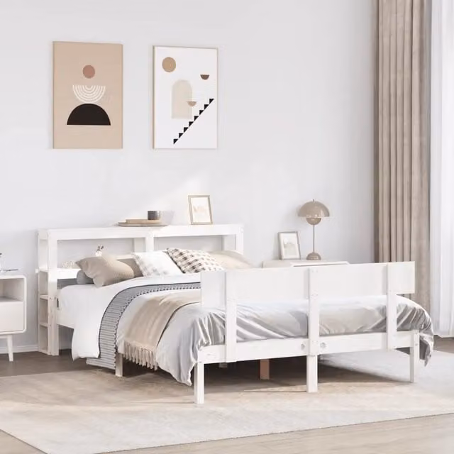Letto senza Materasso Bianco 120x190 cm Legno Massello di Pino 3305789