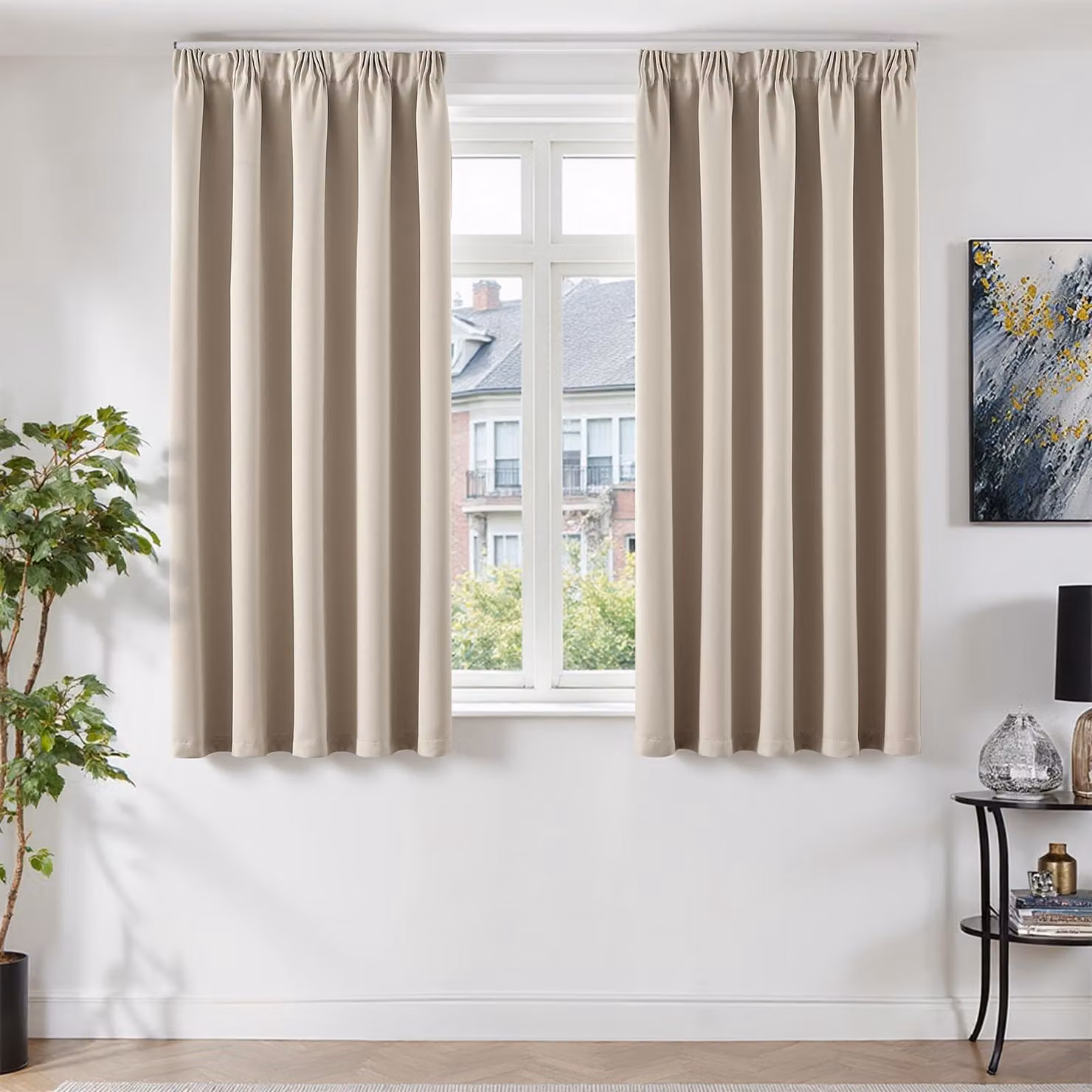 Tende oscuranti opache, set di 2, 175 x 140 cm, color beige