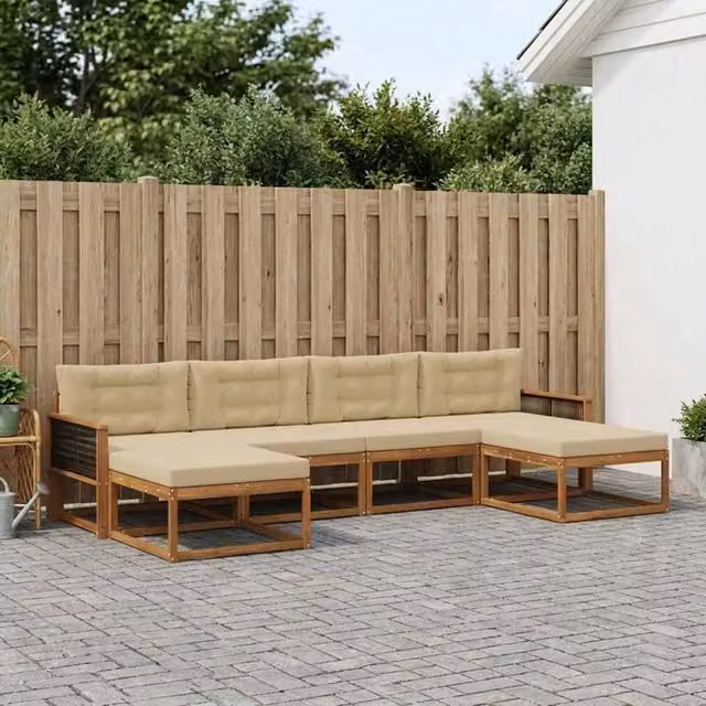 Set di divani da esterno 6 pz Naturale e Beige 3382786