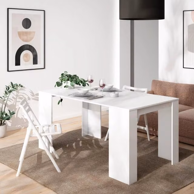 Consolle allungabile, 58 fino 160x90x77cm, Per 8 persone, Tavolo da pranzo, Bianco RF2533