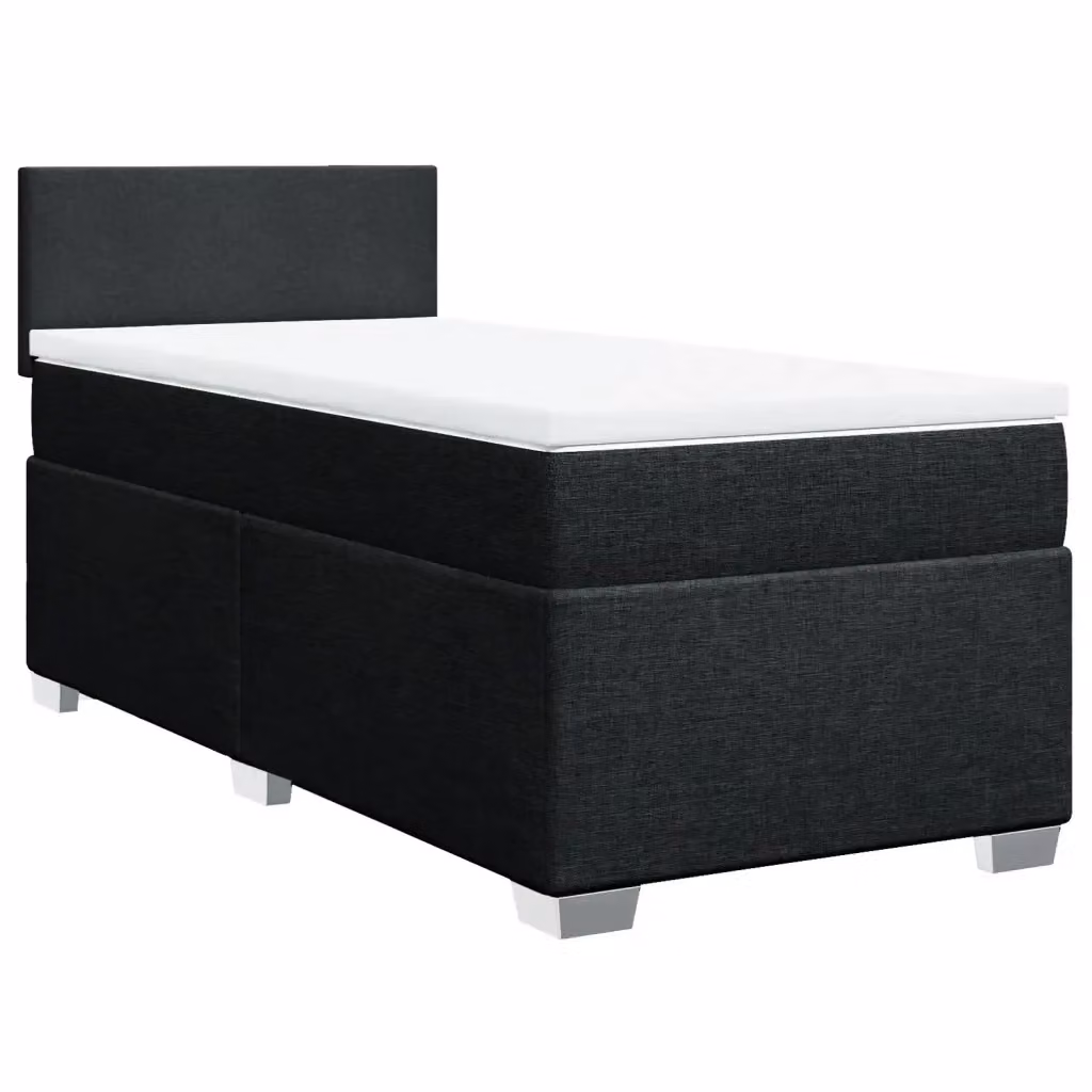 Letto Ibrido vidaXL con Giroletto a Molle e Materasso in Tessuto Nero e Bianco L/P: 100 x 200 cm – 2