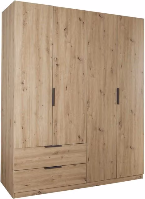 Armadio 4 ante e 2 cassetti cm 162x58 rovere artisan