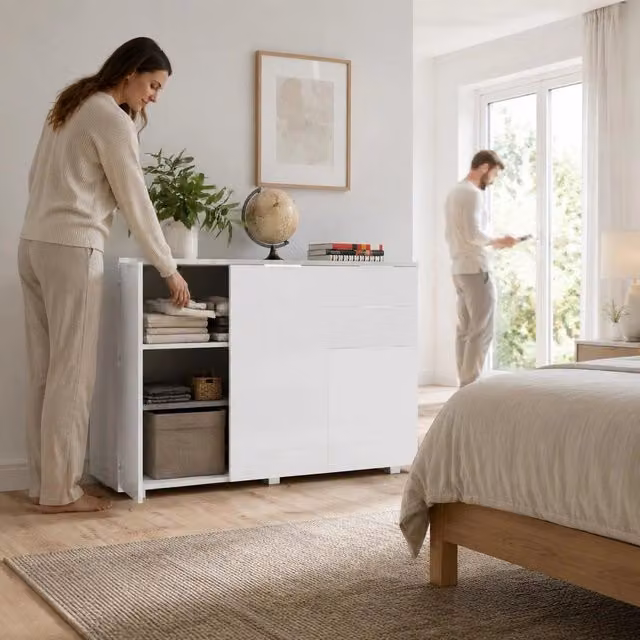 Sideboard, High-gloss White, 107x35x80.5 Cm