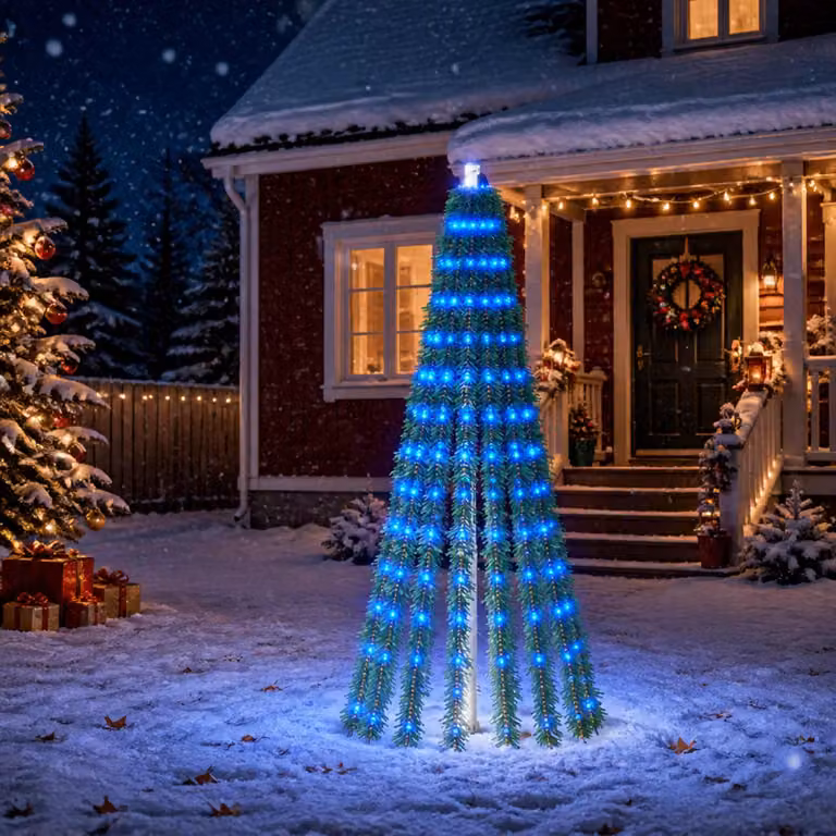 vidaXL Albero di Natale LED 150 cm 240 LED Blu Acciaio Verde