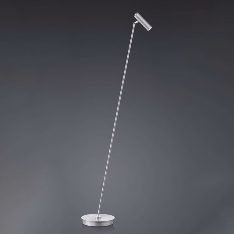 HELL Lampada da terra a LED Tom, dimmerabile, Alluminio / Grigio / Zincato, Soggiorno / Sala da pranzo, Acciaio Inox, Moderno, Lampada LED da terra