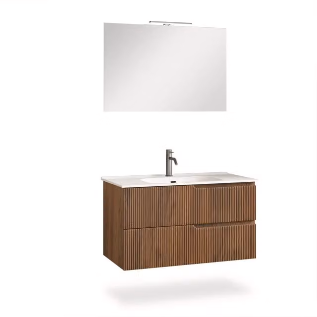 Mobile bagno composizione 4 pezzi L.91 P.46,5 H.190 cm VENERE colore rovere rio