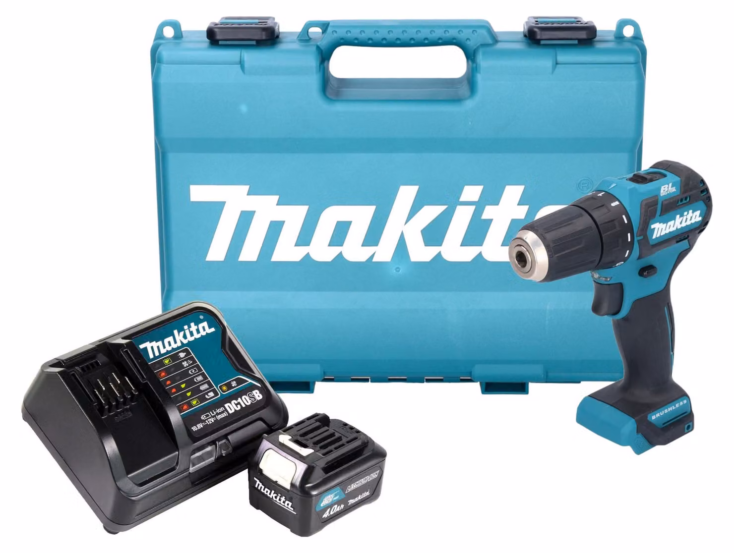 Makita DF 332 DSM1E Trapano avvitatore a batteria 12 V max. 35 Nm Brushless + 1x batteria 4,0 Ah + caricabatteria + valigetta