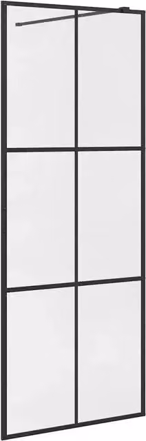 Parete Doccia Walk-in DESIGN IN in Vetro Trasparente ESG con Profilo Nero L: 80 cm, H: 195 cm, CFW7508782