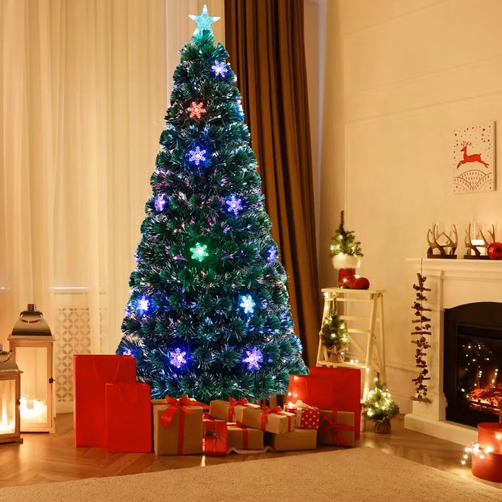 Albero di Natale artificiale Design Mania con fibra ottica e 28 LED multicolore, Altezza: 180 cm – 2