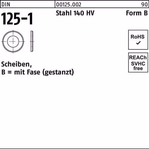Rondelle Reyher 125 54,0 x 98x8,0 acciaio liscio (10 pezzi)