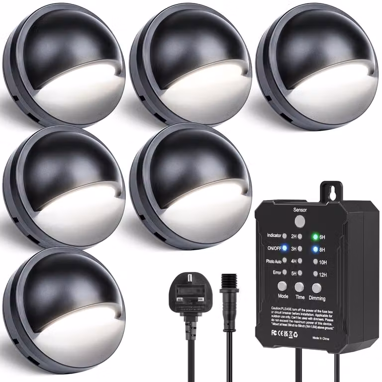 Illuminazione a LED per scale esterne, set da 6 pezzi, dimmerabile, grado di protezione IP67, luce bianca fredda