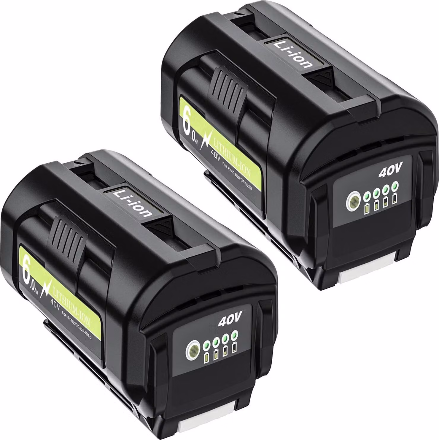 Batteria di ricambio per Ryobi 40V, agli ioni di litio 6000 mAh, compatibile con le serie OP4050/OP4060, per tosaerba, colore grigio
