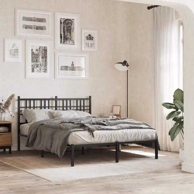 Letto con testiera in metallo nero vidaXL L/P/H: 207 x 120 x 90 cm – 1