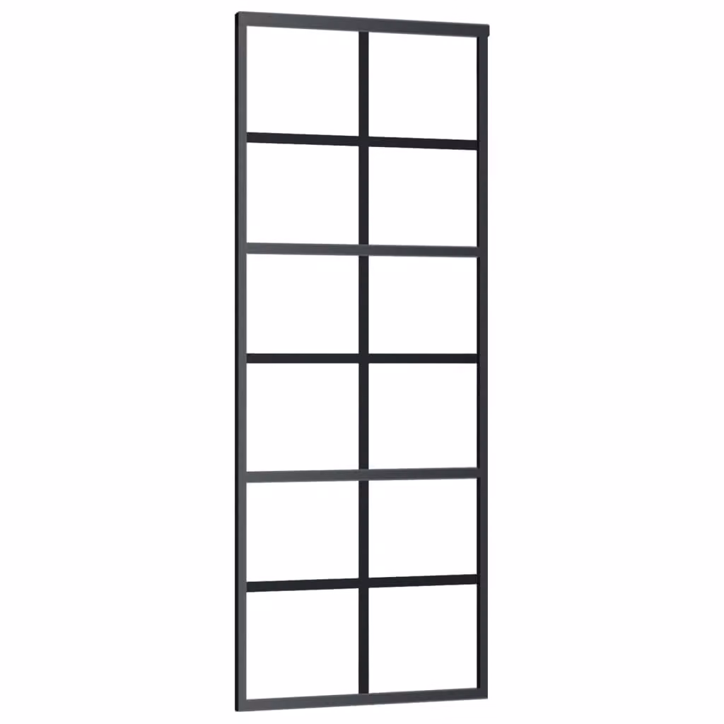 Porta Scorrevole in Vetro ESG e Alluminio 76x205 cm Nera
