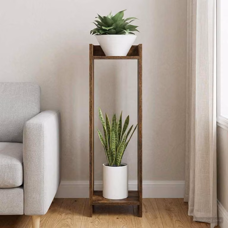 vidaXL Supporto per piante moderno in legno MDF colore Rovere Fumo L/P/H: 30 x 30 x 100 cm