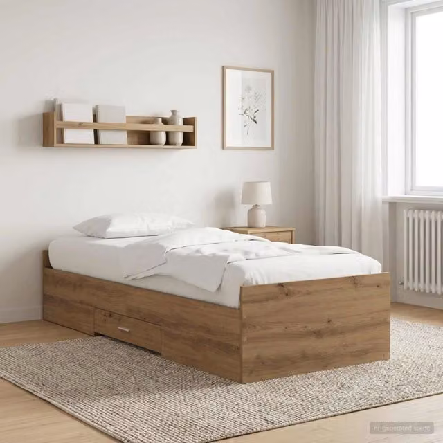 Letto con contenitore con cassetti vidaXL in legno marrone, L: 80 cm, P: 200 cm, H: 83 cm – 1