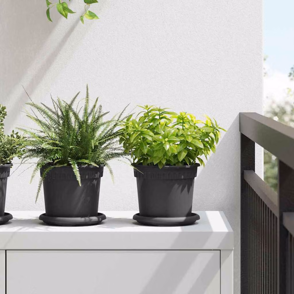 Set di 24 vasi per piante vidaXL in plastica nera per uso decorativo da interno ed esterno