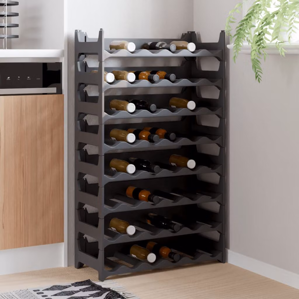 vidaXL Portabottiglie Impilabile per 48 Bottiglie in PP, Grigio Antracite, L/P/H: 104 x 60 x 26 cm