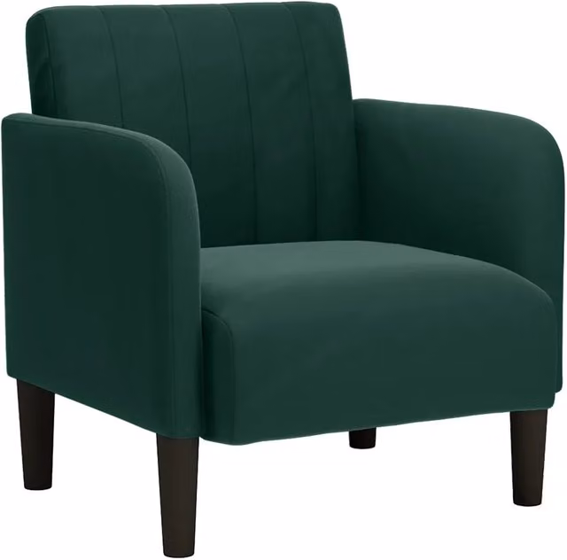 Poltrona moderna in velluto verde con braccioli per soggiorno e ufficio – 1
