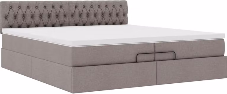 Struttura Letto Pouf con Materasso Tortora 200x200 cm Tessuto