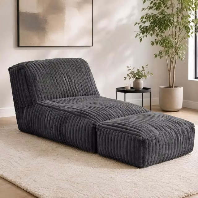 Chaise longue da pavimento modulare ULEVR in flanella grigio scuro, supporto ergonomico a 3 zone