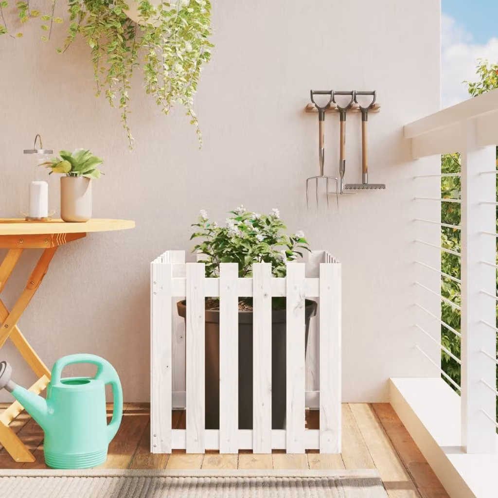 Fioriera da giardino a recinzione vidaXL in legno di pino bianco L/P/H: 60 x 60 x 60 cm
