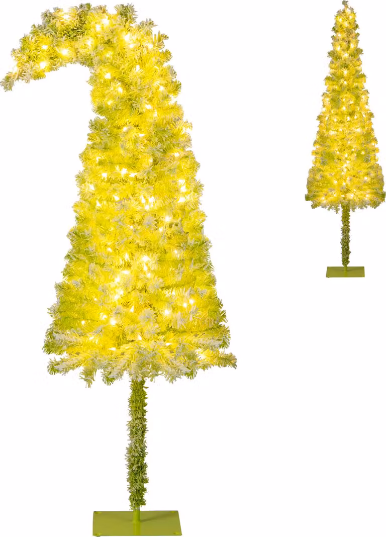 COSTWAY Albero di Natale artificiale 180cm con neve, cima pieghevole, LED bianco caldo e 8 modalità, albero di Natale artificiale