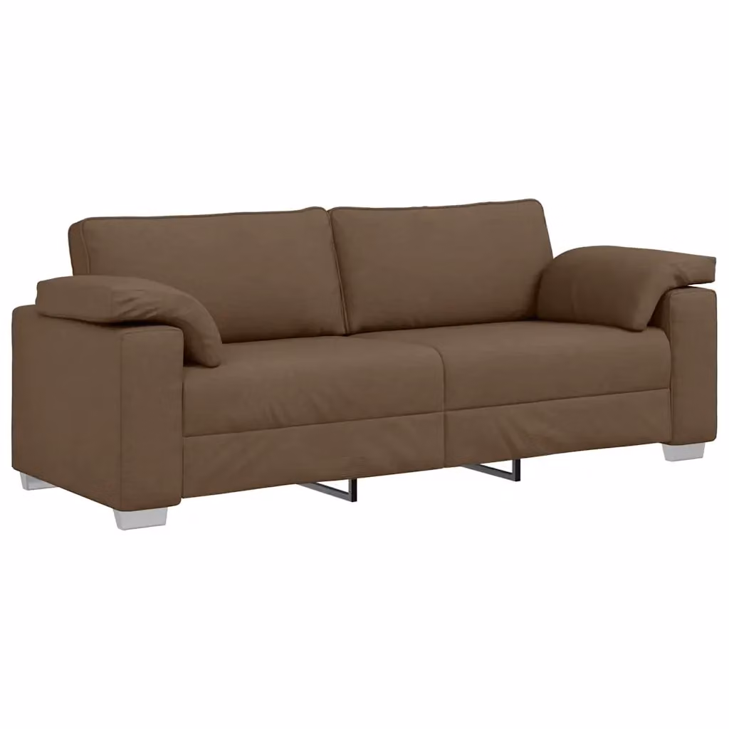 Divano moderno a 3 posti vidaXL in tessuto marrone con cuscini inclusi L: 219 cm, P: 82 cm, H: 77 cm – 2