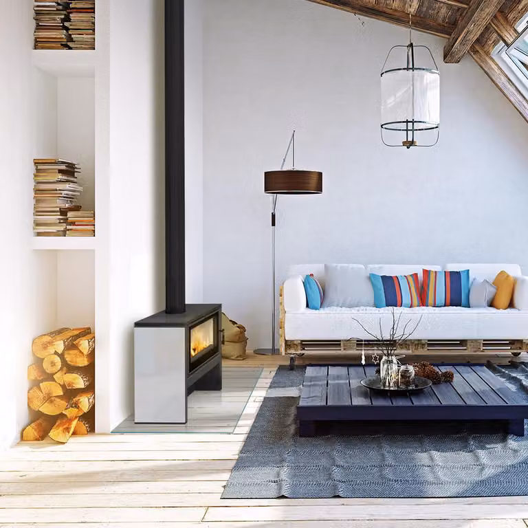 Stufa in acciaio KRATKI JUNO 12 kW Ø 160 pannello bianco
