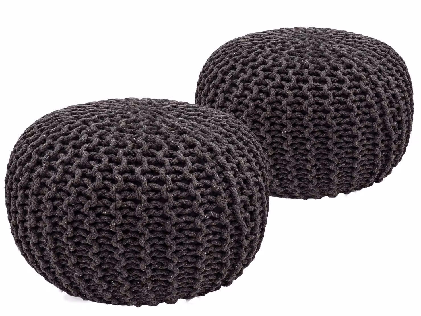 Set di 2 pouf a maglia pouf sedile pouf sedile pouf cuscino da terra Ø 55cm grigio/grigio