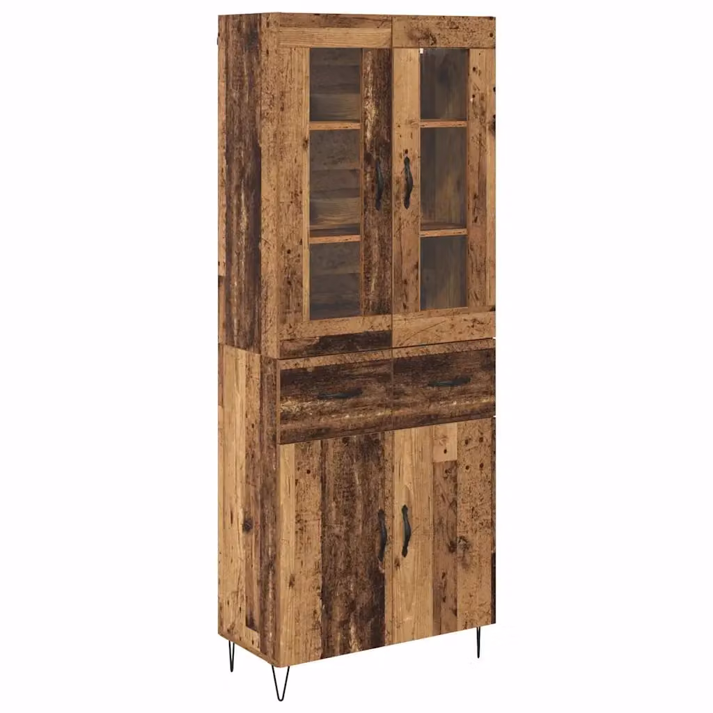 Credenza moderna vidaXL in legno ingegnerizzato e vetro, colore marrone, L: 69,5 cm, P: 34 cm, H: 90 cm – 2
