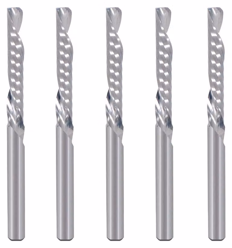 Fresatrice a spirale elicoidale, diametro 1/8 di pollice, per acrilico e legno, set da 5