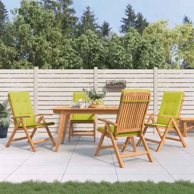 Sedie Reclinabili Pieghevoli con Cuscini 4 pz in Legno di Teak 3196474