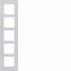 Cornice Berker a 5 moduli, Q.7, alluminio satinato, verniciata, alluminio, termoplastica, senza viti, Berker, Q.7, IP20