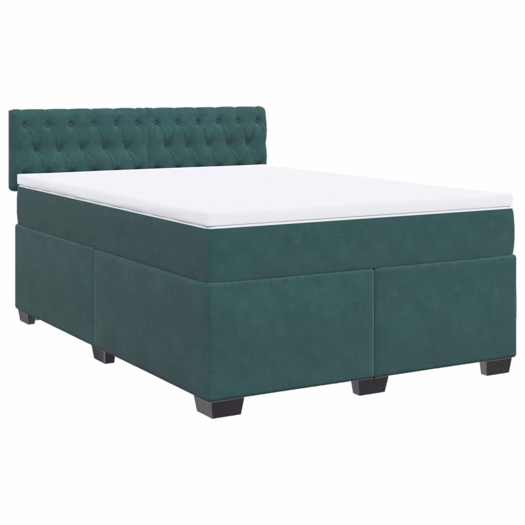 Giroletto a Molle con Materasso Verde Scuro 140x200 cm Velluto