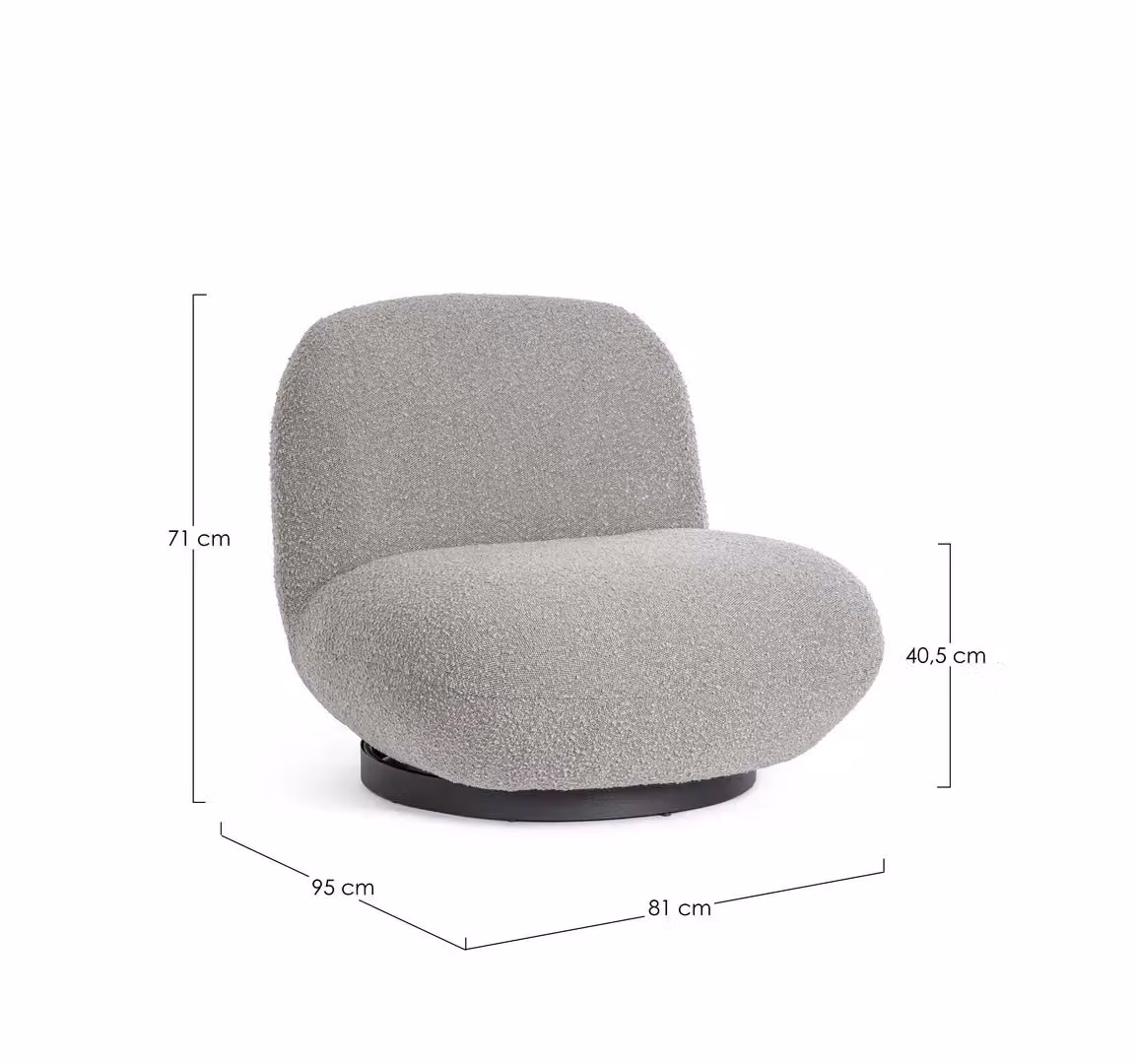 Poltrona girevole Margot Bizzotto in tessuto bouclé grigio – 2