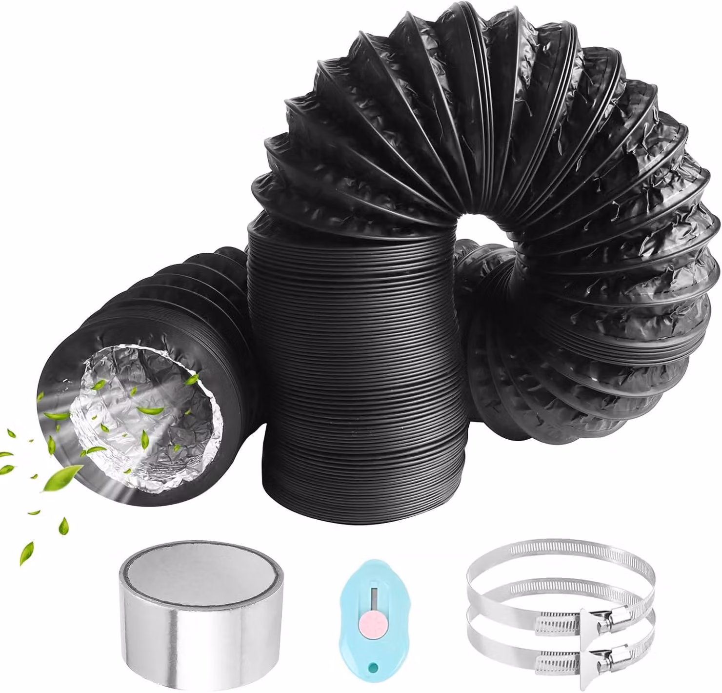 Tubo flessibile per scarico di 80 mm, lunghezza 6 metri, in PVC e alluminio, per condizionatori